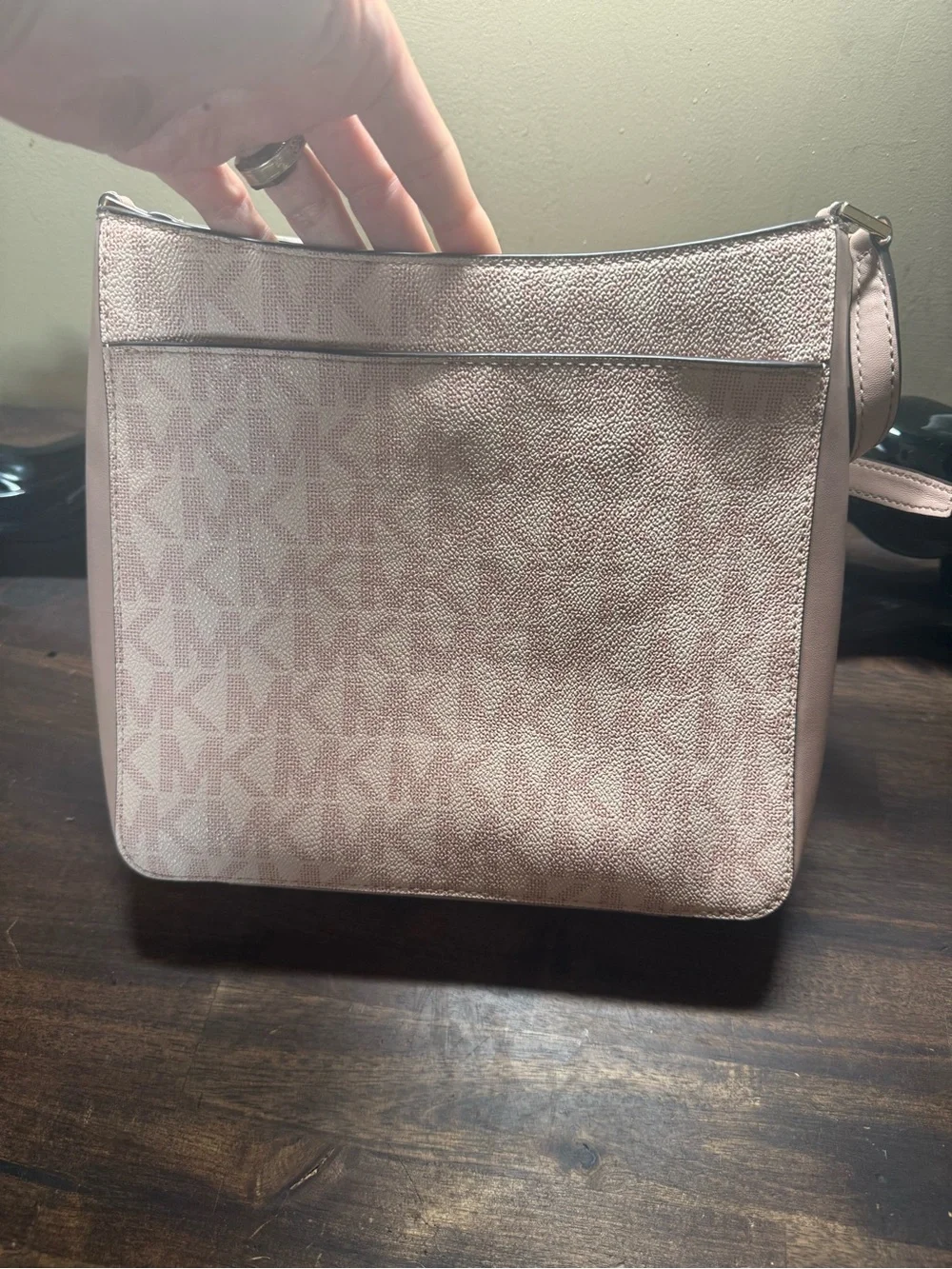 Michael Kors Pink Logo Crossbody Bag with Center Stripe